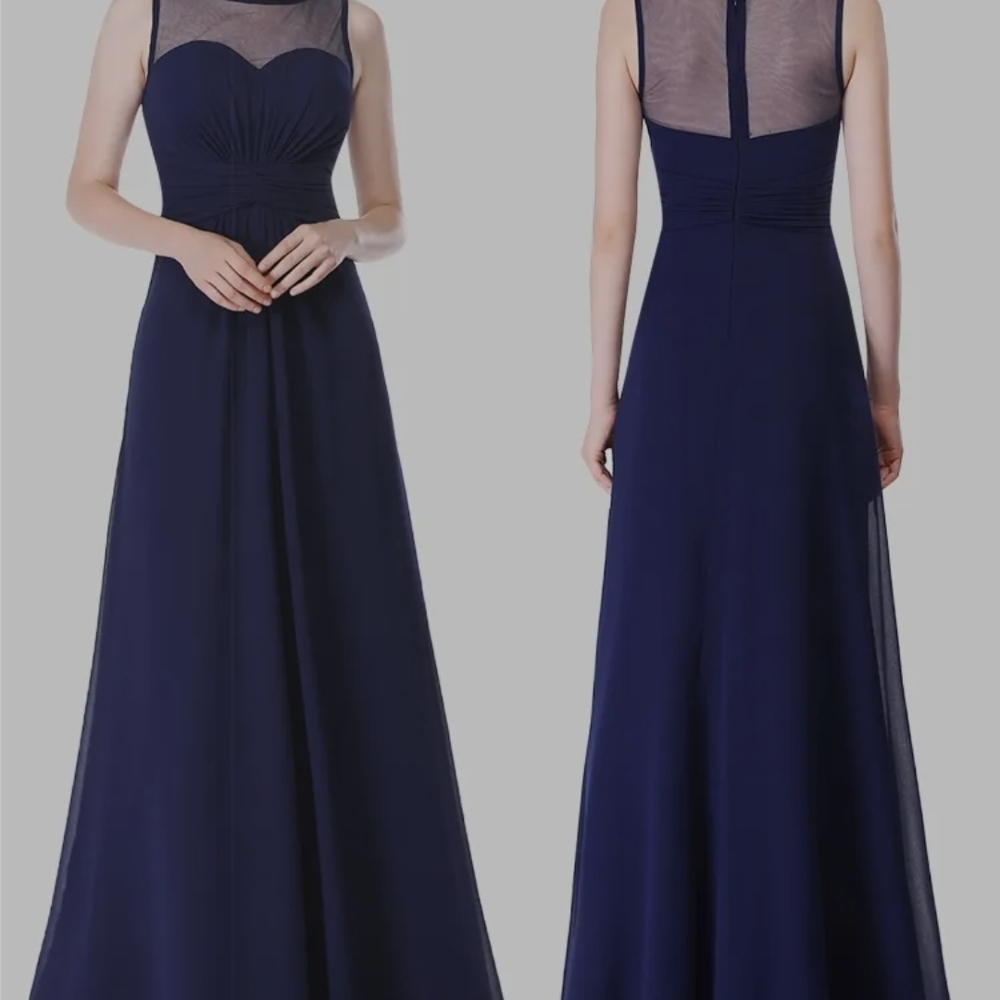 Night Way Collections Navy Mesh Maxi Dress